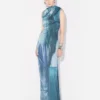 Das lange, drapierte „Water“-Kleid