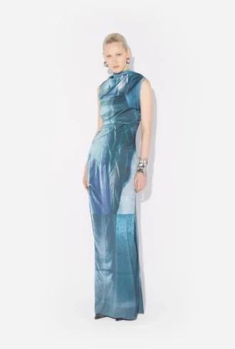 Das lange, drapierte „Water“-Kleid Das lange, drapierte „Water“-Kleid