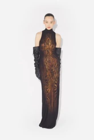 Das lange, drapierte „Wood“-Kleid Das lange, drapierte „Wood“-Kleid