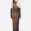 Das lange, drapierte „Wood“-Kleid Das lange, drapierte „Wood“-Kleid