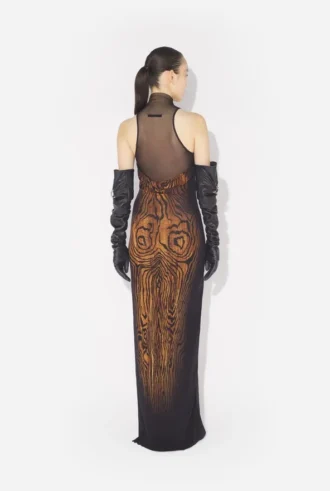 Das lange, drapierte „Wood“-Kleid Das lange, drapierte „Wood“-Kleid