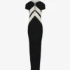 Das lange schwarze Kleid mit Chevron-Muster Das lange schwarze Kleid mit Chevron-Muster
