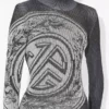 Der graue Pullover mit Lorbeer-Stempel Der graue Pullover mit Lorbeer-Stempel